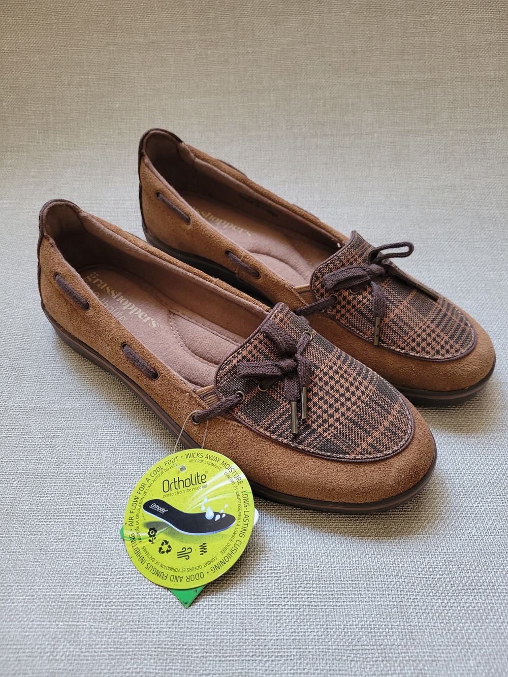 Grasshoppers Ortholite Memory Foam Windham Stripe Boat Shoes Women Sz 6.5 W  New